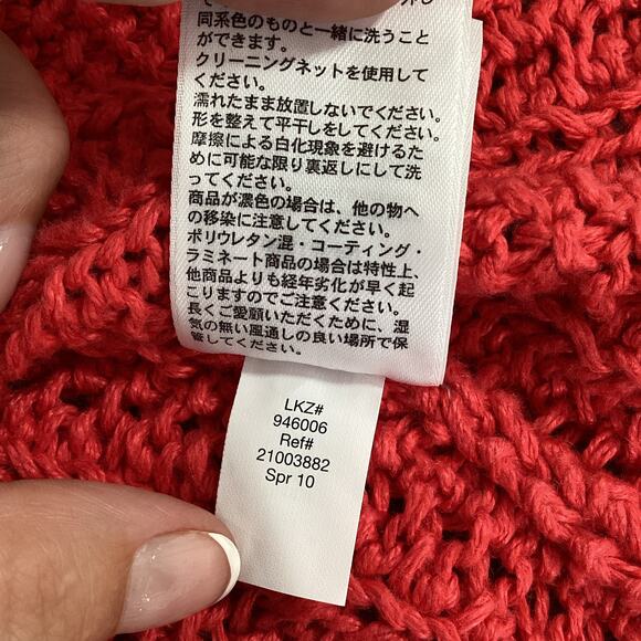 Eddie Bauer 100% Linen Open Knit Sweater Size M Crochet Cardigan Vintage - Picture 9 of 13